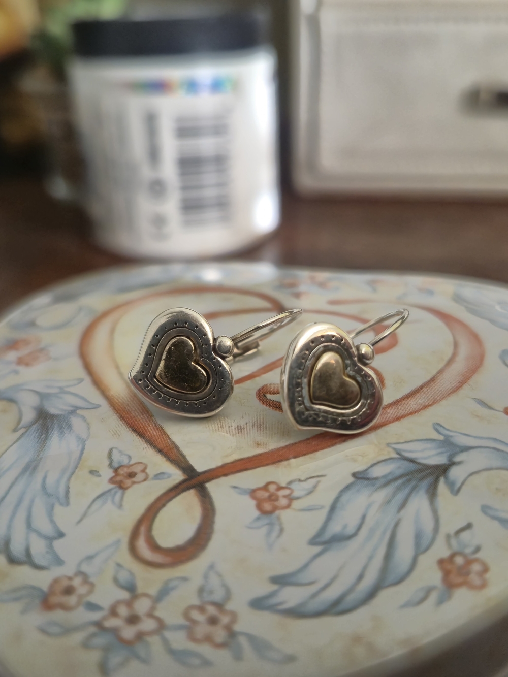 Brighton Two-Tone Heart Leverback Earrings - Silver & Gold